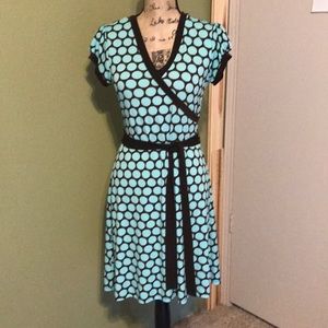 Retro-print dress w/cap sleeves